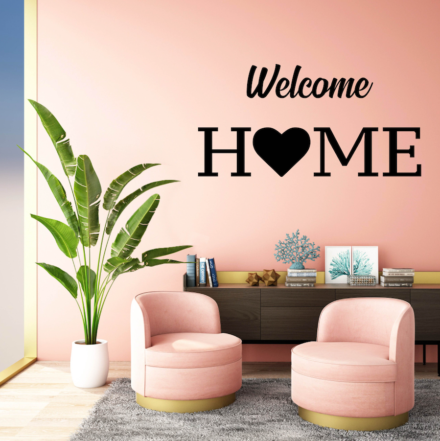 sala rosa con vinilo